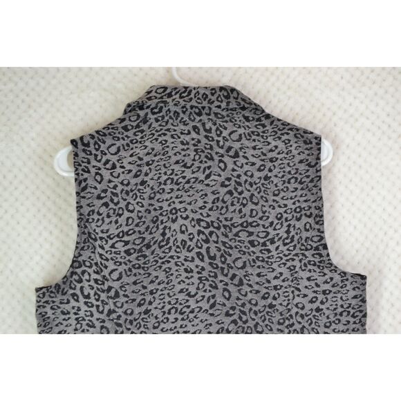 Susan Graver Women's 12 Gray Animal Print Tapestry Sleeveless Full Zip Vest - Picture 13 of 14